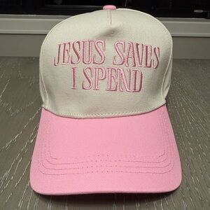 Adjustable Embroidered Trucker Hat in Baby Soft Pink & Cream